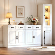 Mobile TV con Vetrina e Beistellschrank ¨C MINIMAL ¨C Bianco, MDF, Set 2pz