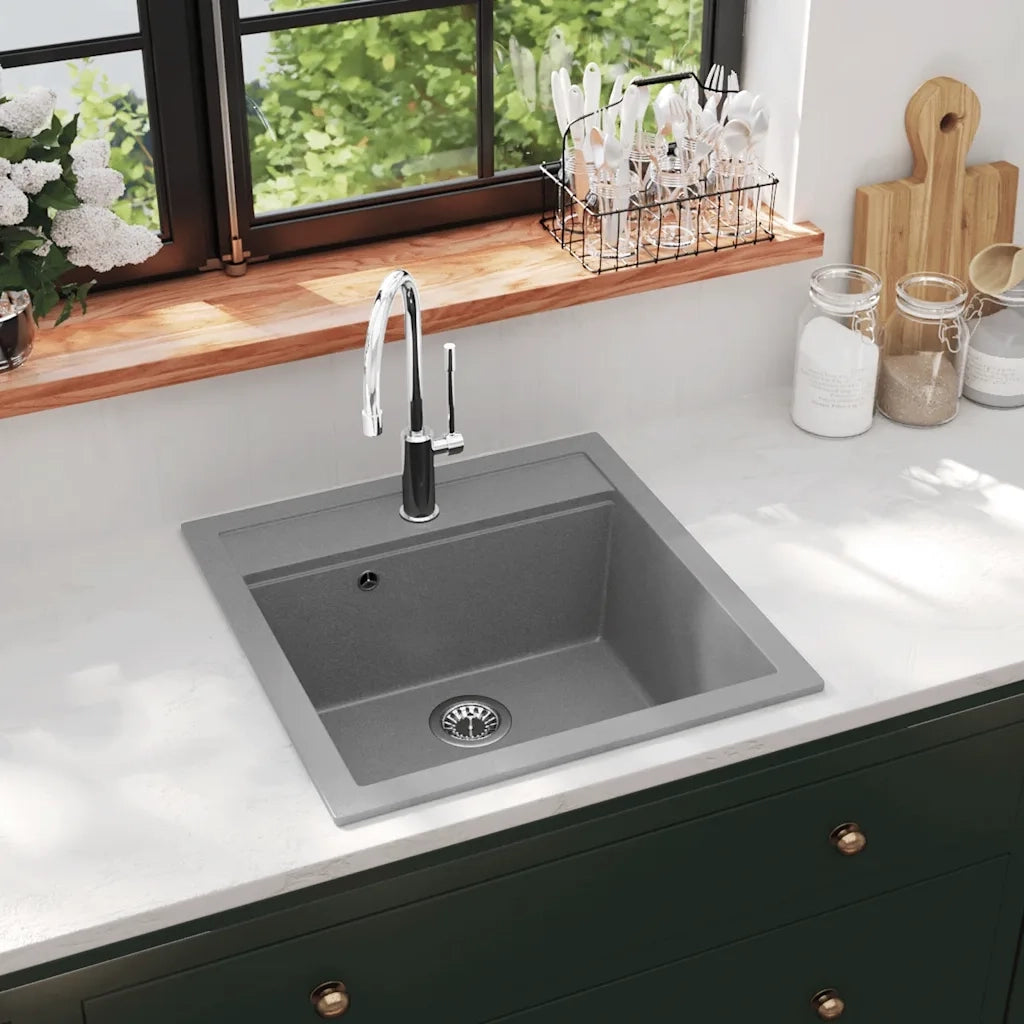 Lavello da Cucina in Granito Vasca Singola Grigio CFW9688246
