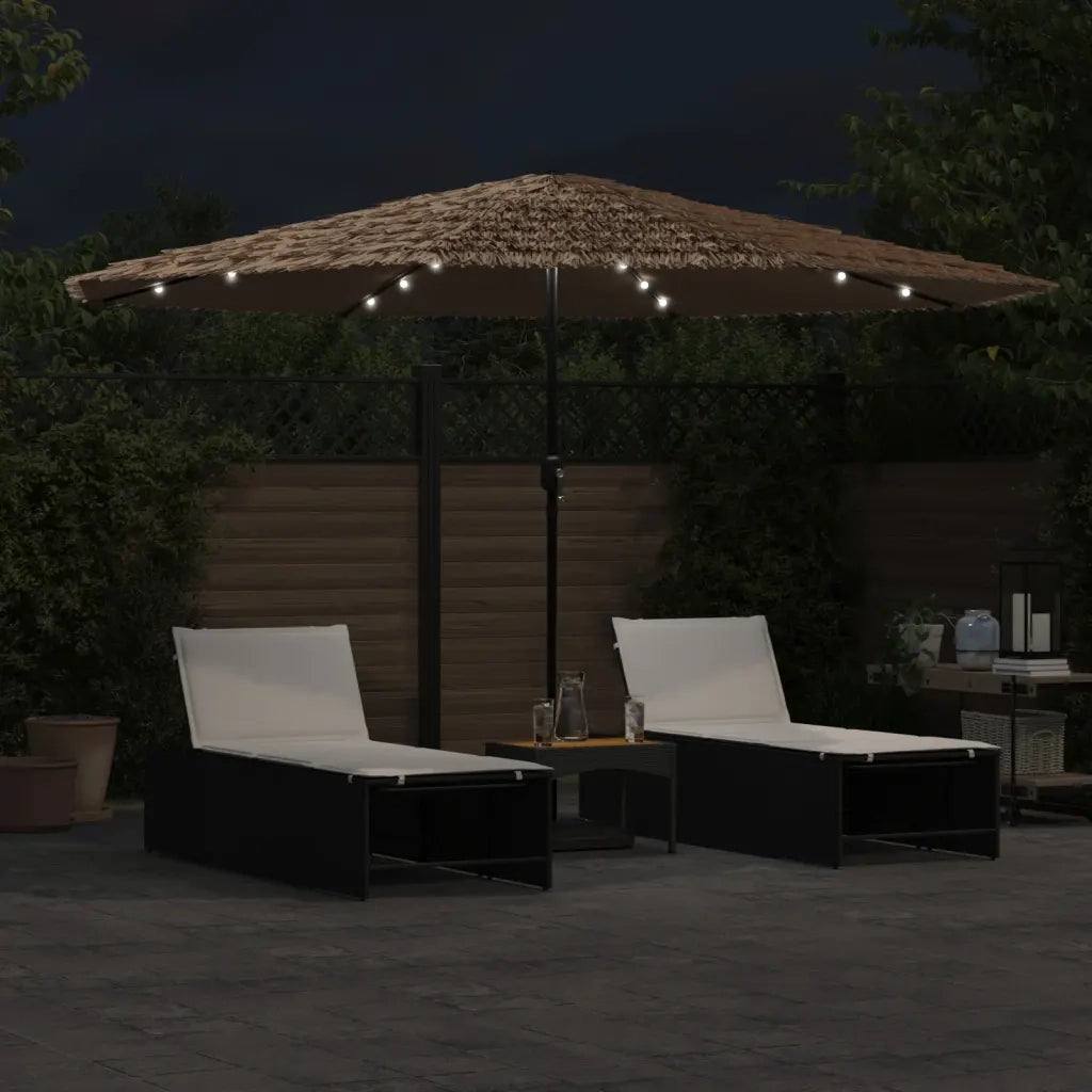 Ombrellone Giardino LED e Palo in Acciaio Marrone 388x388x248cm 4005123