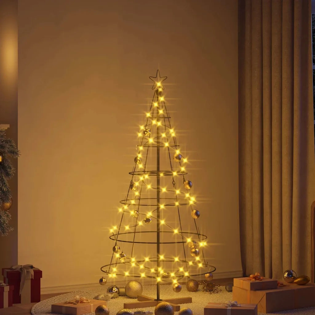 Albero a Cono di Natale | Decorazioni natalizie con supporto Nero 154 cm Acciaio