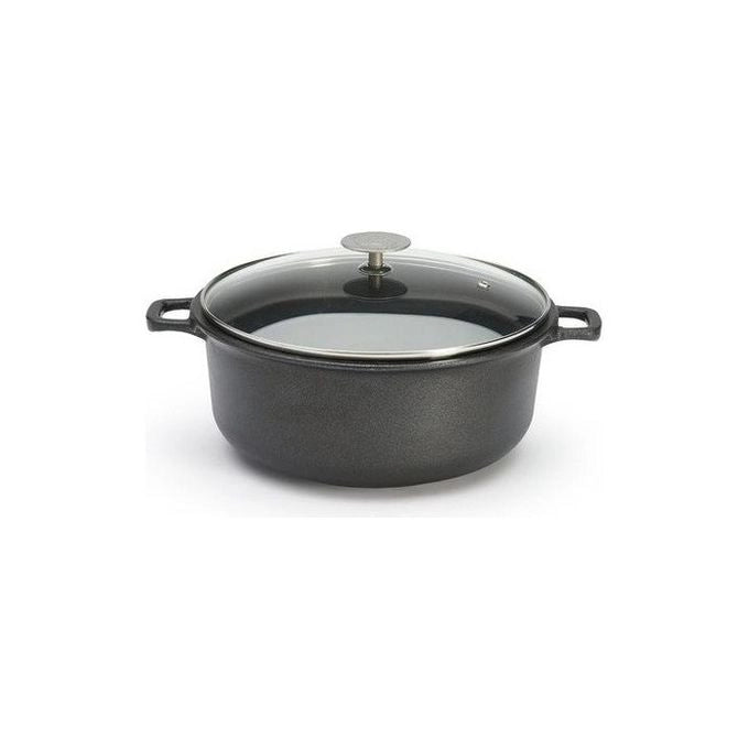 DE BUYER 8311.28 Choc Extreme Casseruola Antiaderente con Coperchio in Vetro Diametro 28 cm Capacita' 6.6-7 L Forno fino a 220°C Induzione colore Nero