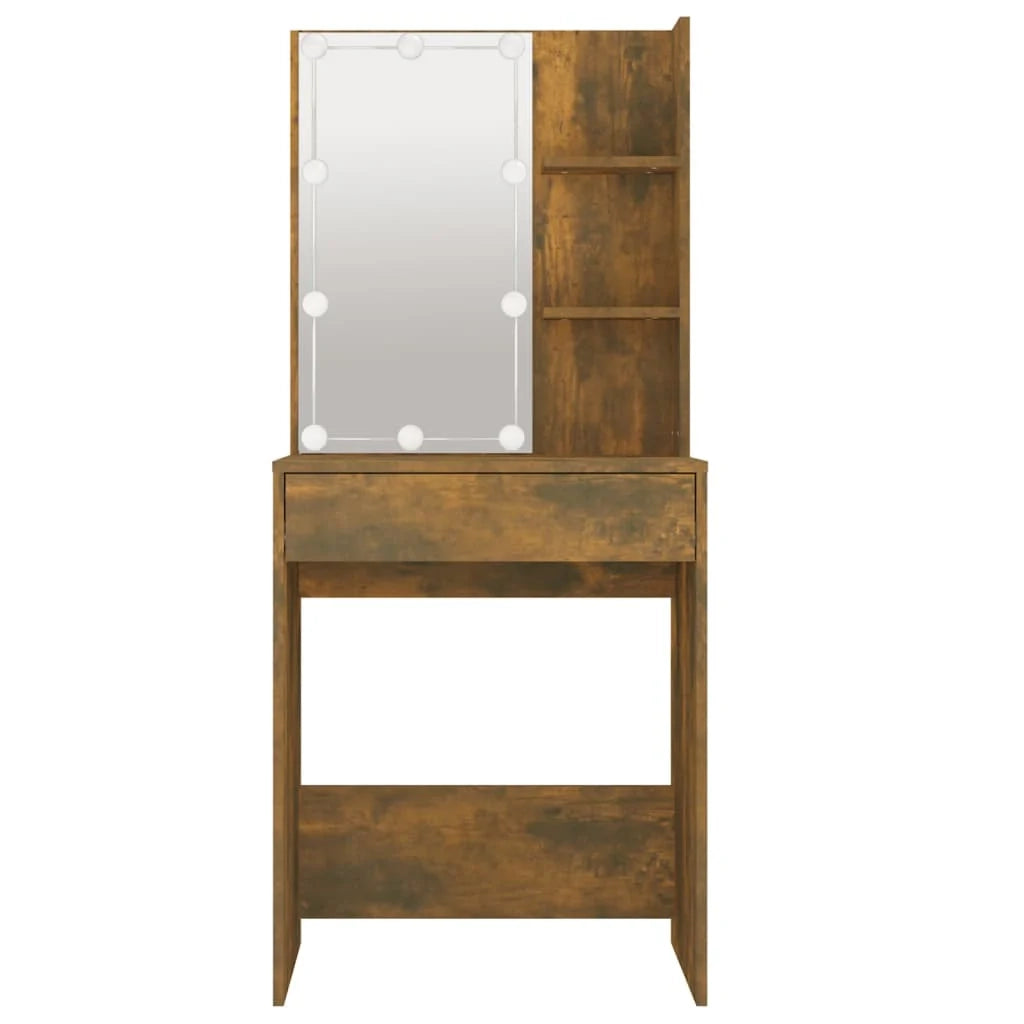 Toletta con illuminazione a LED linee rette raffinate 40 x 140 cm rovere affumicato 02_0006403