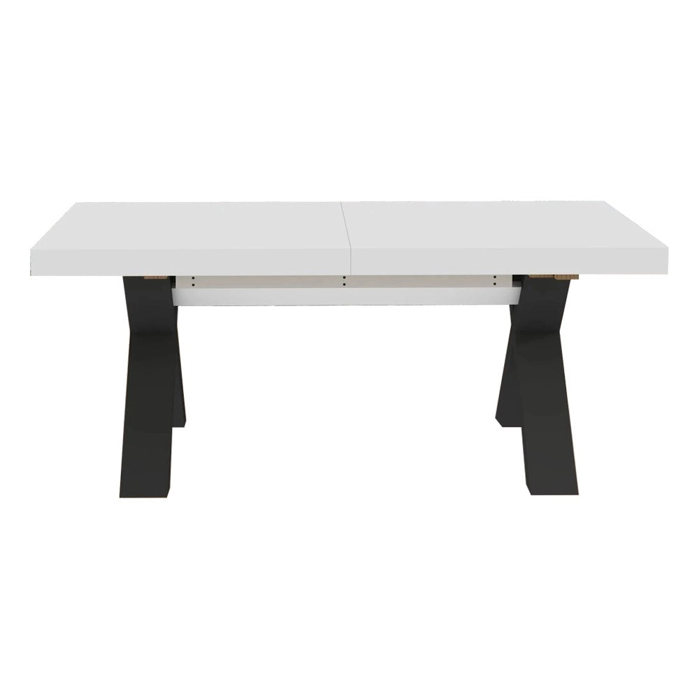 Tavolo Allungabile Milonga480 180 cm con Piano Bianco Spatolato e Gambe Incrociate Antracite
