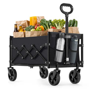 Carrello da trasporto pieghevole carrello da spiaggia carrello da campeggio con maniglia 4 ruote rinforzate di cui 2 universali portata 150 kg giardino esterno nero 2_0005031
