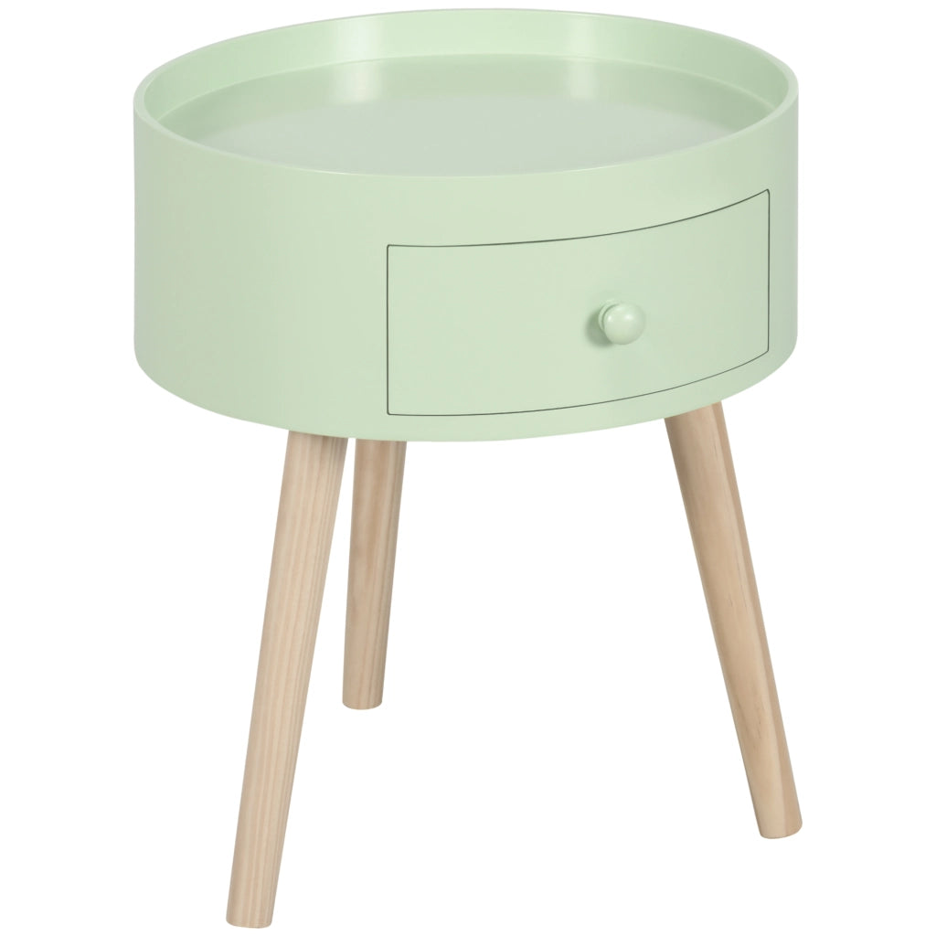 Tavolino rotondo con cassetto ¨C zephmum ¨C design scandinavo gambe effilate