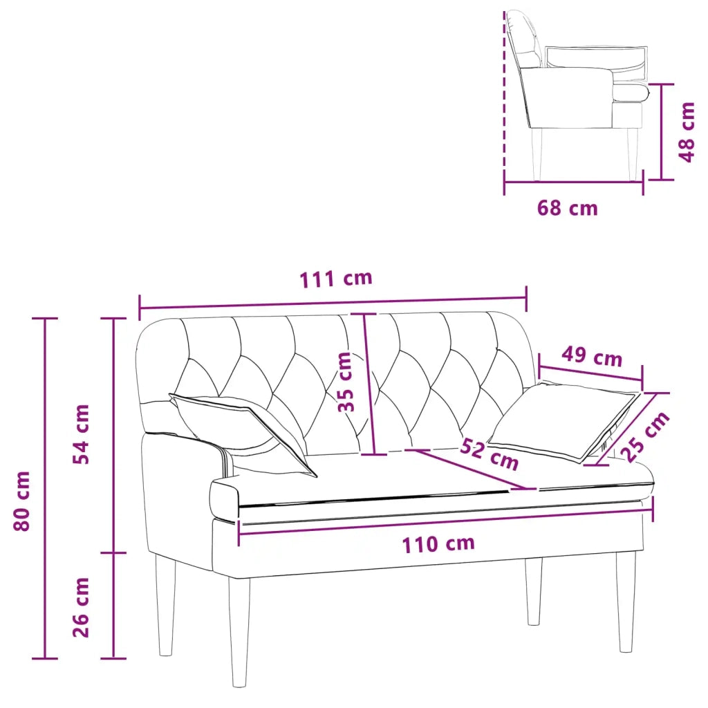 Loveseat con bottoni imbottiti Grigio Scuro 111 x 68 x 80 cm 42041797