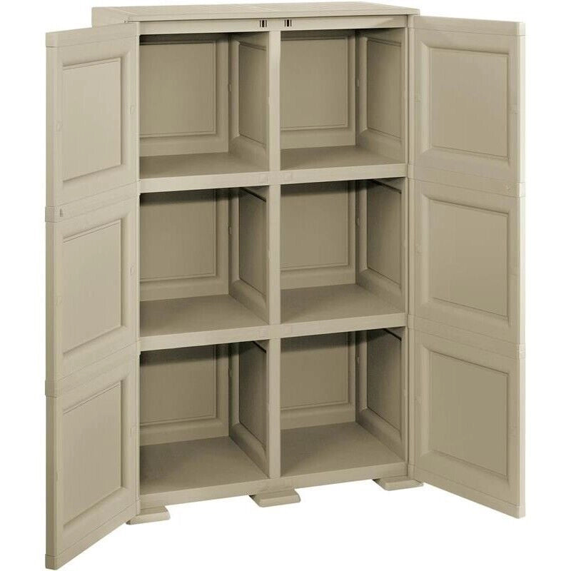 ARMADIO 2 ANTE TAUPE 79X43X125 CM CON 6 SCOMPARTI – MOBILE ALTO ORGANIZZAZIONE CASA PER INGRESSO E ZONA GIORNO