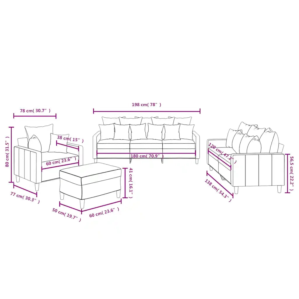 Set di Divani 4 pz con Cuscini Marrone in Velluto