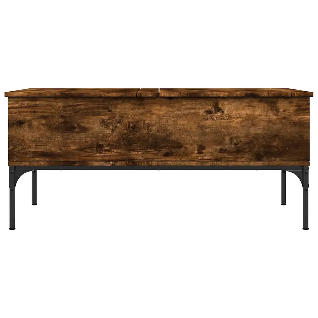 Tavolino-Tavolino da soggiorno-Tavolo Rovere Fumo 100x50x45cm in Legno Multistrato e Metallo 413485