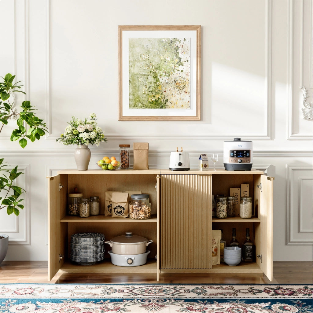 Credenza con 2 ante e ripiani; per soggiorno; in MDF; 80×40×80 cm; rovere