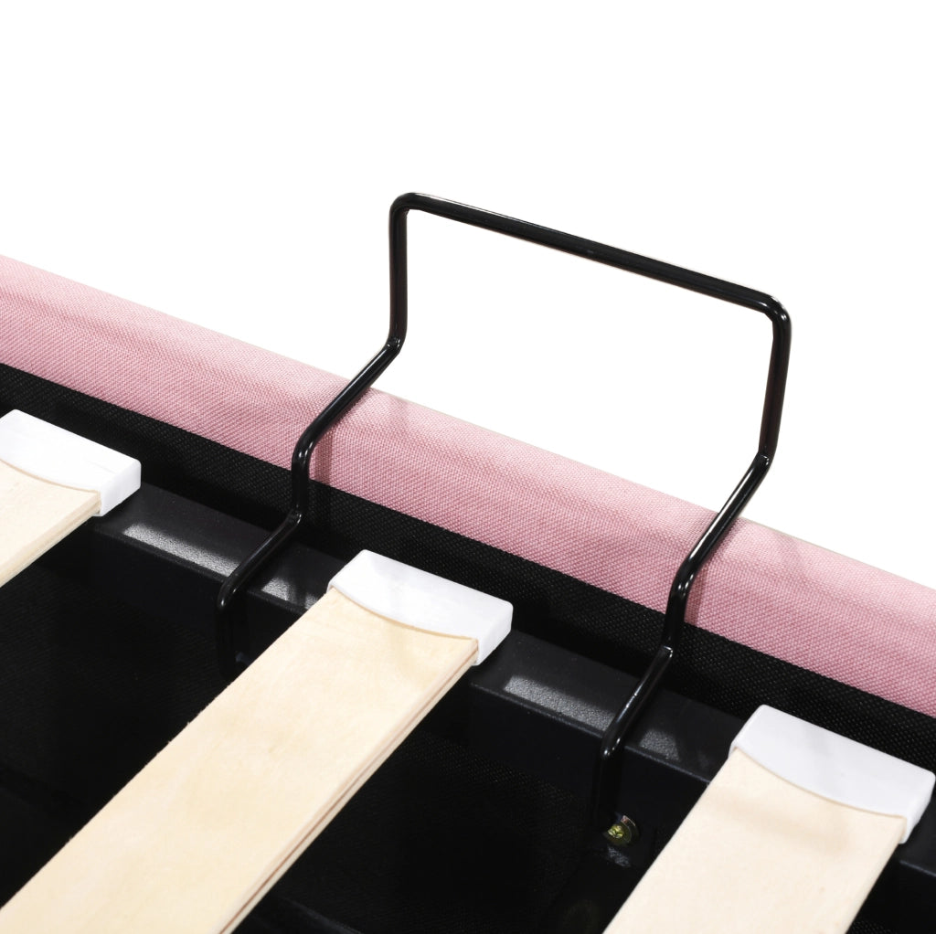Letto imbottito 180x200 cm con contenitore idraulico; convertibile in 2 letti; rosa