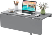 Tavolo Pieghevole a Muro, Tavolino Porta PC da Parete in Legno, Tavolo a Scomparsa Multifunzionale, Ideale per Soggiorno, Cucina e Studio, 80 x 60 x 45 cm (Grigio)