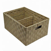 Trade Shop - Set 21 Pz Box Scatola In Tessuto Porta Oggetti Organizer Con Manici Beige 79087 -