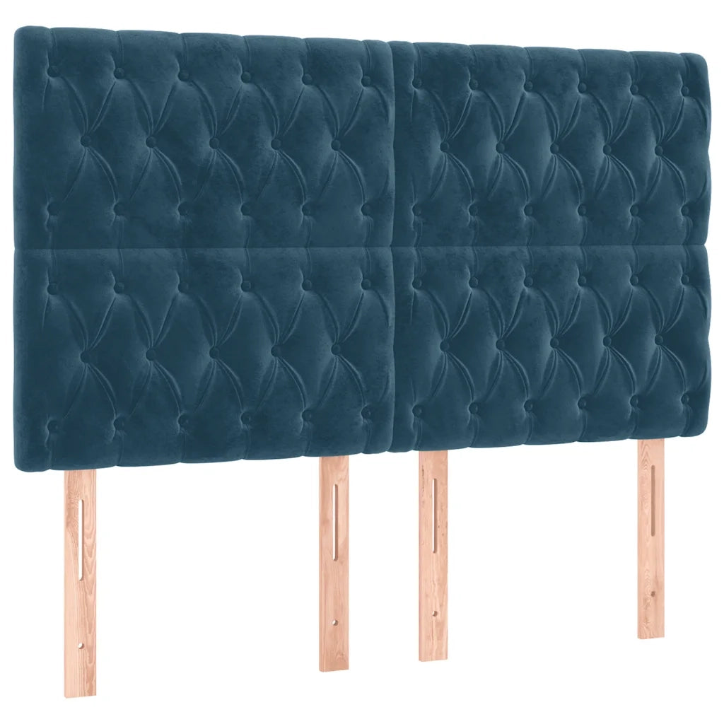 Letto a Molle con Materasso e LED Blu Scuro 140x190 cm