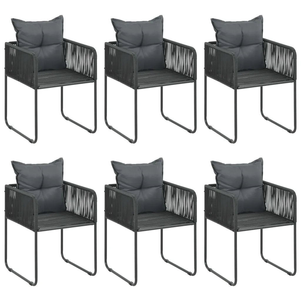 Set da Pranzo da Giardino 7 pz in Rattan PVC Nero e Marrone