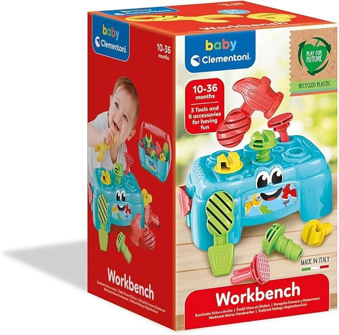 Banchetto Svita Avvita, Gioco per Bambini con Martello, Cacciavite e Chiave Inglese, 6 Accessori, Cassetta degli Attrezz