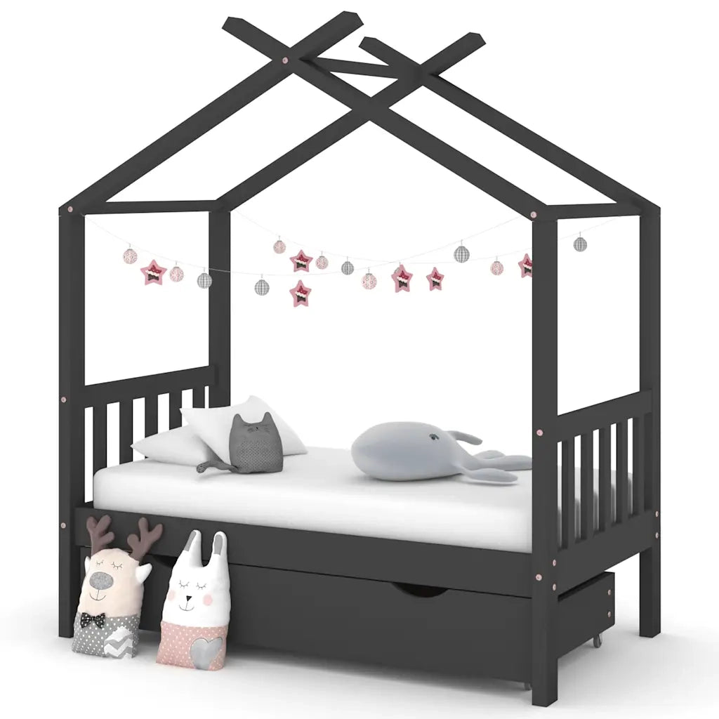 Giroletto Bambini Cassetto Grigio Scuro Pino Massello 70x140 cm cod mxl 55818