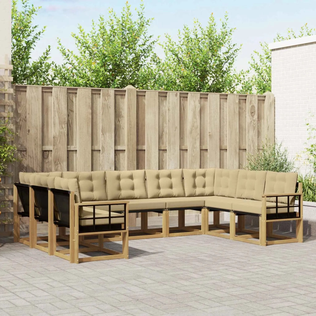 Set di divani da esterno con cuscino 9 pcs Bianco e Beige