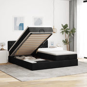 Struttura Letto Pouf con Materassi Nero 180x200 cm in Tessuto