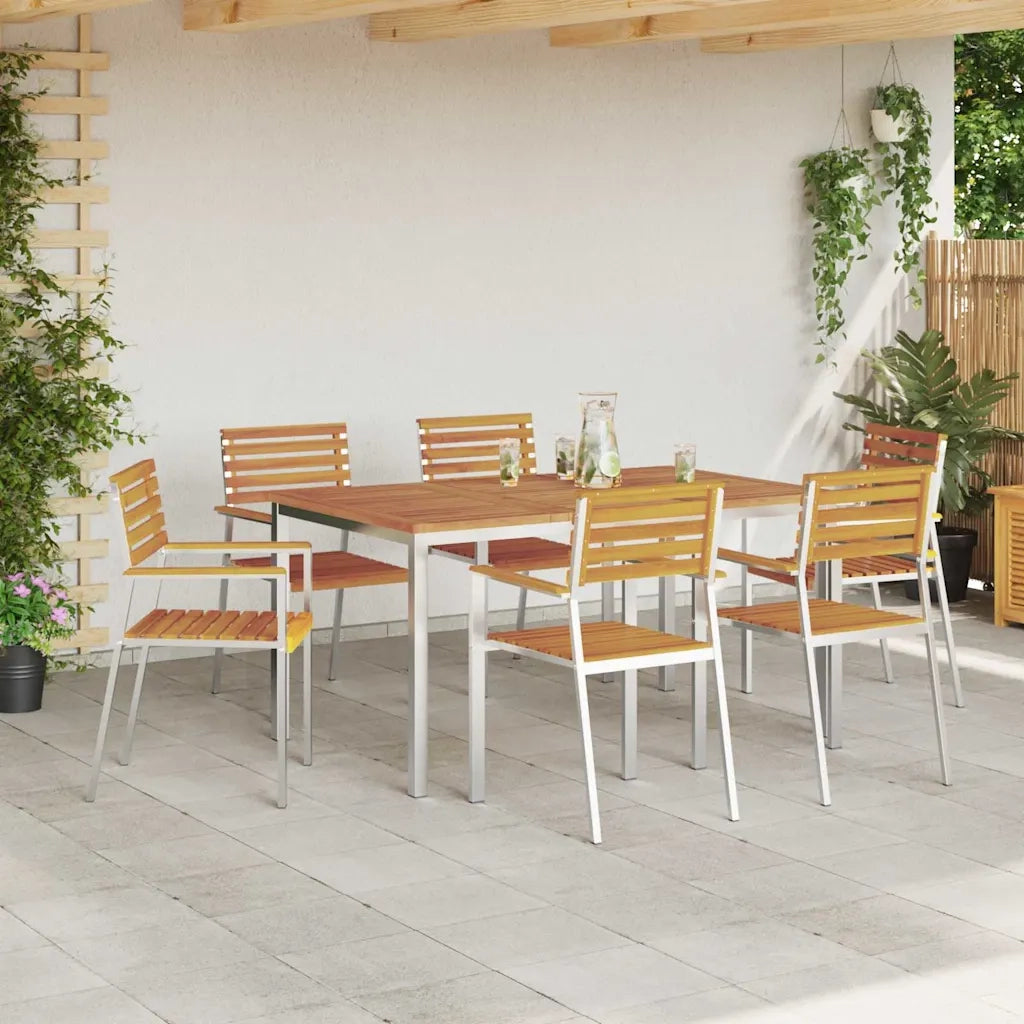 Set da Pranzo per Giardino 7 pcs Legno di Acacia Massello 3334776
