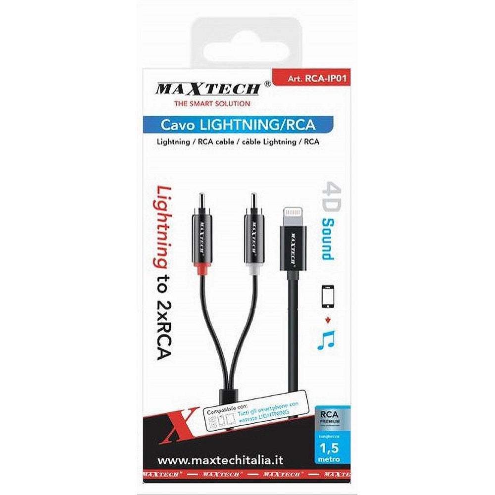 Trade Shop - Cavo Lightning A 2xrca 150cm Adattatore Stereo Y Splitter Audio 4d Sound Rca-ip01 -
