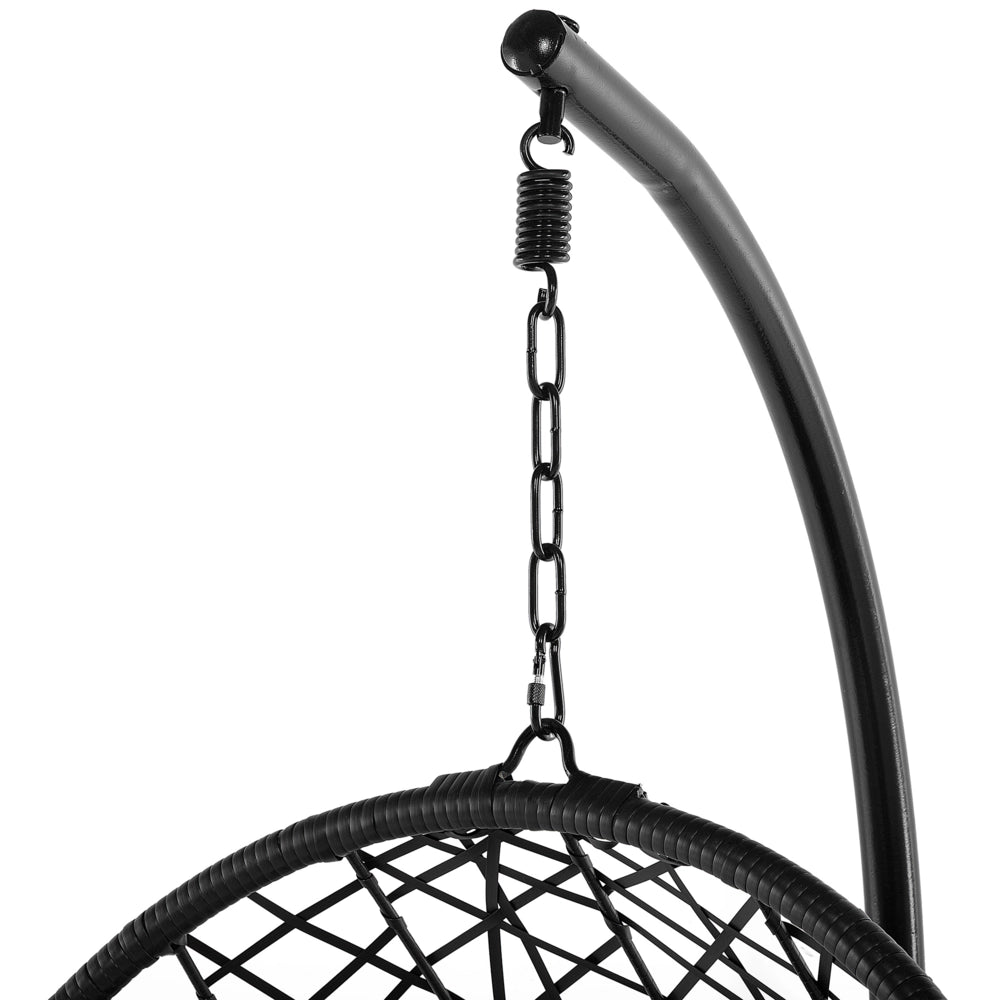 Sedia sospesa poltrona pensile in rattan sintetico con supporto Nero altalena a forma di uovo in vimini rustico Boho