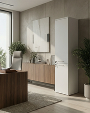 Armadio ufficio Dallas - Mobile archivio 2 ante con serratura - 4 mensole incluse - L. 45 x H. 199 x P. 42,5 cm – Bianco_