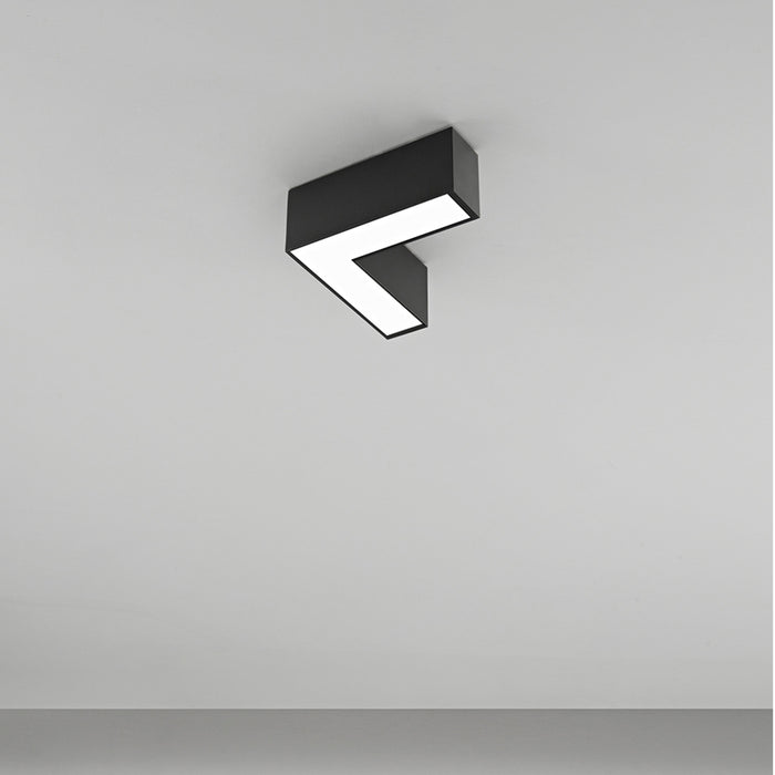 Plafoniera Moderna Grid Giunto L Alluminio Nero Led 10W Dimmerabile Ip20