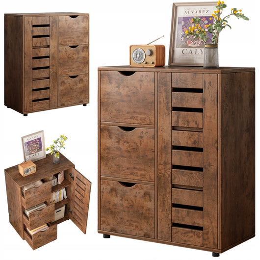 Comò marrone da 30x60x80 cm, ideale per l'organizzazione.