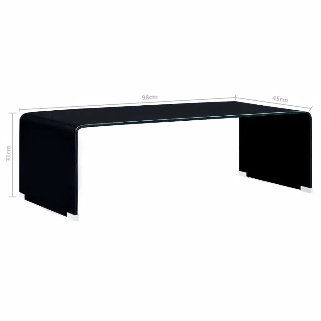 Tavolino da salotto | Tavolino da caff¨¨ | Tavolino da Soggiorno Nero 98x45x31 cm in Vetro Temperato