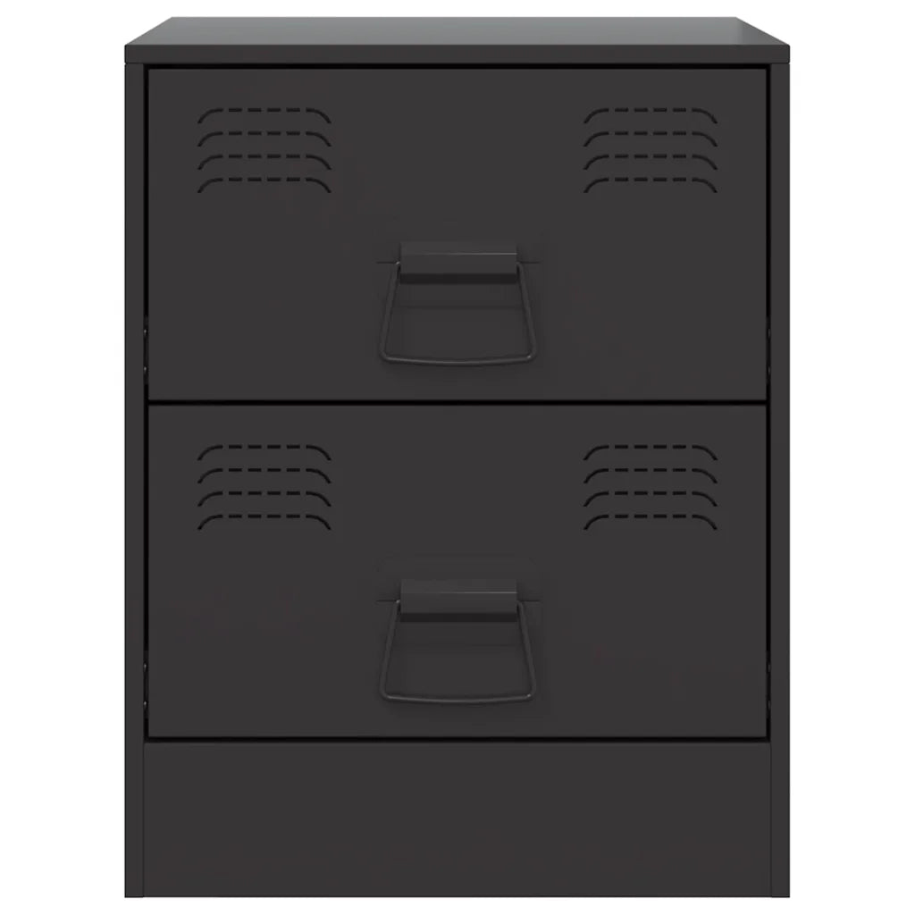 Comodini 2 pz-Set di 2 Tavolino da notte Neri 34,5x39x44 cm in Acciaio 463117