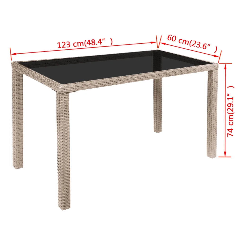 Set da Pranzo da Giardino 5 pz con Cuscini in Polyrattan Beige 42555