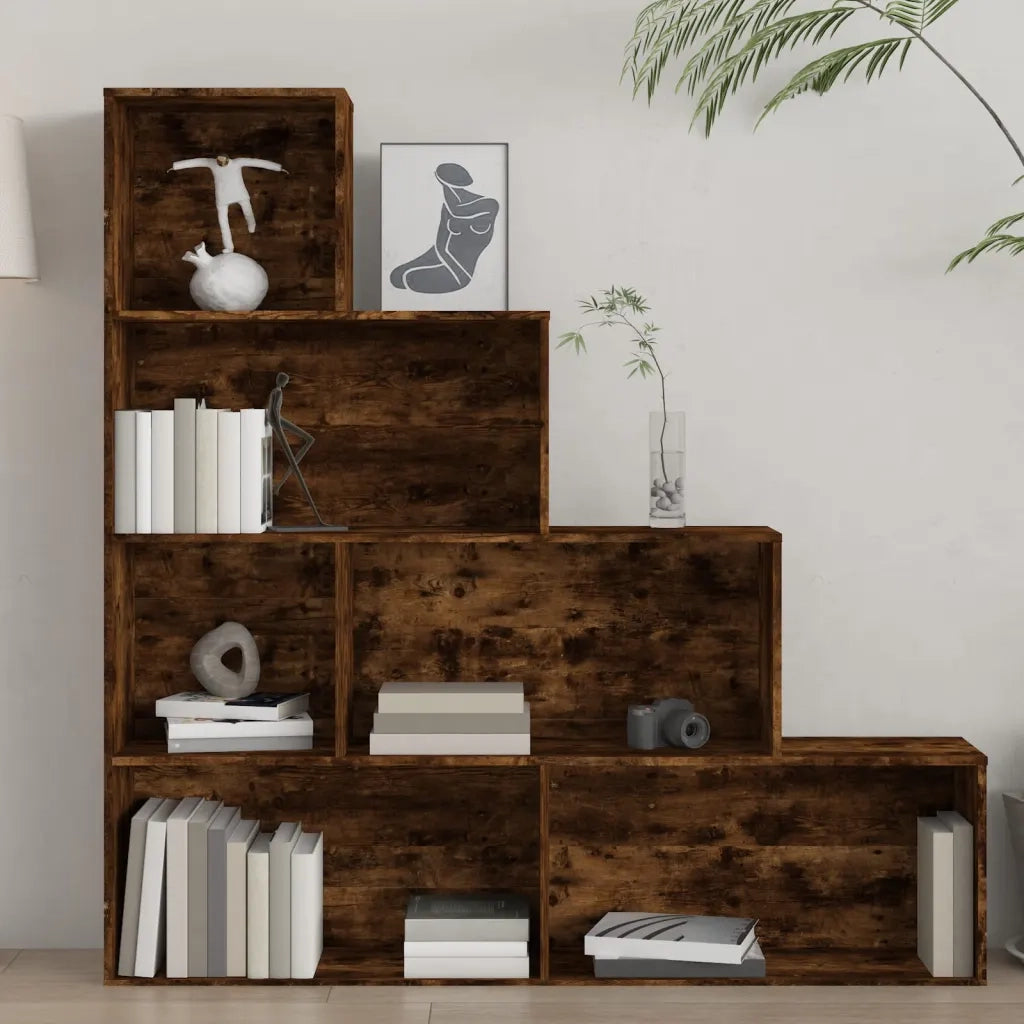 Libreria-Scaffale per Libri-Mobile di Stoccaggio Rovere Fumo 155x24x160 cm