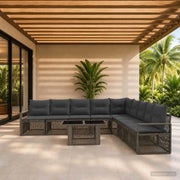 Set Divano da Giardino 10 pz Grigio e Grigio Scuro polyrattan 3437108