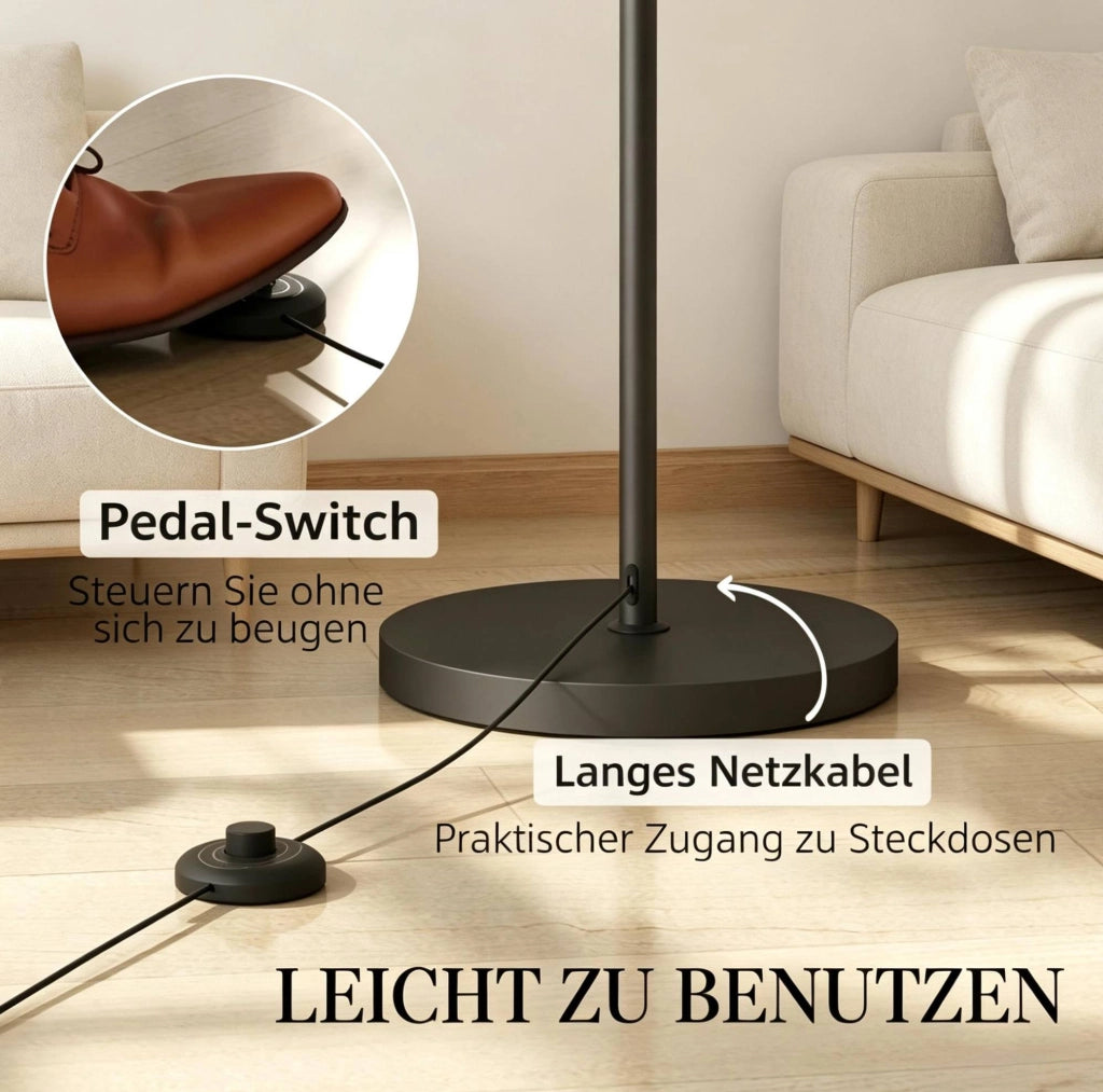 LAMPADA DA TERRA Dimmerabile 104,2x32x180,6 cm Metallo e Tessuto Nero/Crema