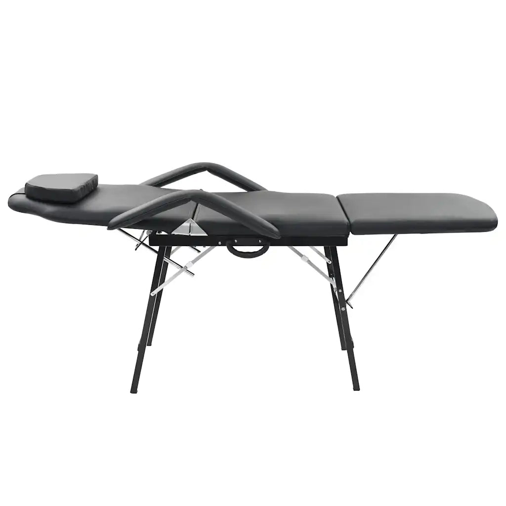 Lettino da Massaggio Portatile in Similpelle 185x78x76 cm Nero 110160