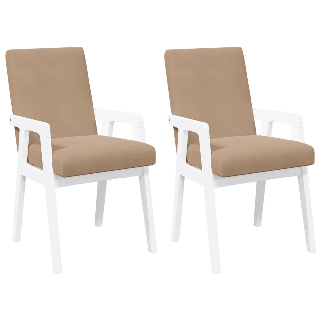 Sedie da Pranzo con Cuscini 2 pz Bianco Legno Massello di Hevea 4102485