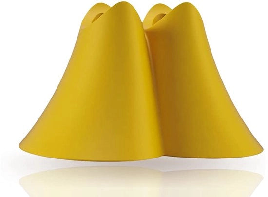 Sostegno per bocchetta dentale in bioplastica sostenibile, adatto a pennelli da stelle, con confezione riciclata, prodotto in Germania con design italiano (giallo, coppia)