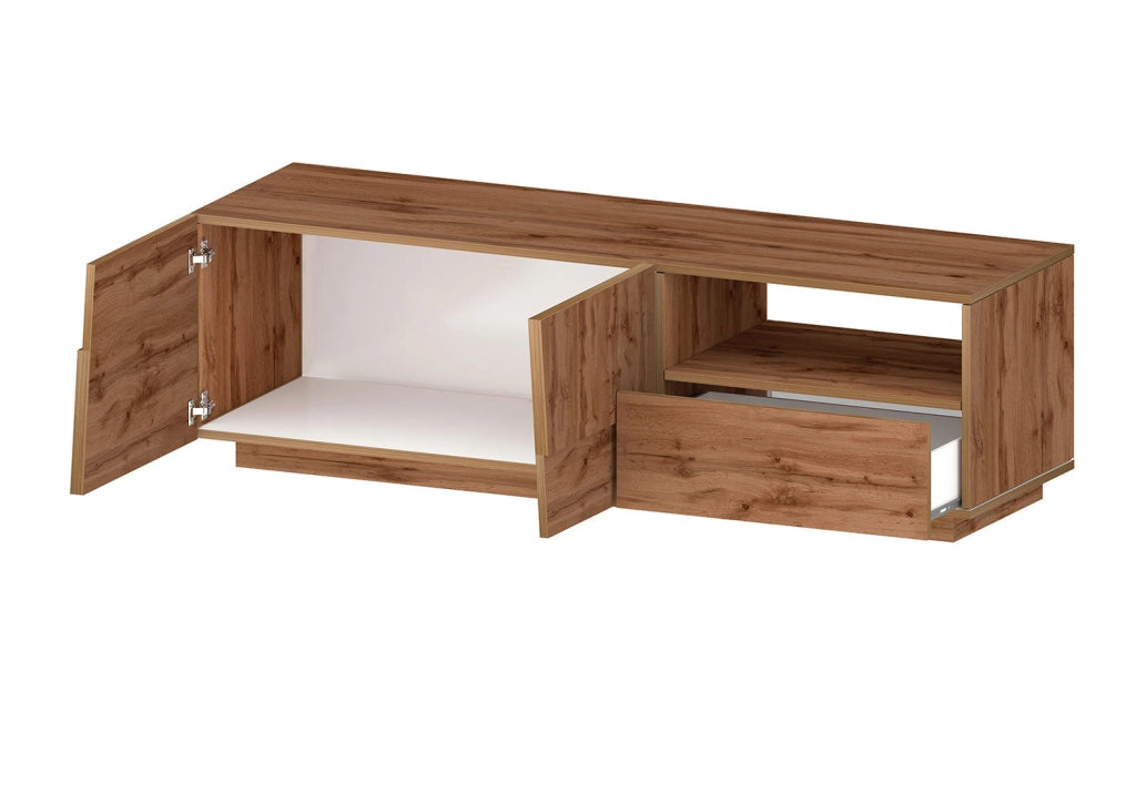 Mobile Tv 2 Anta 1 Cassetto e Ripiano a Giorno 150x45x46 cm Pongo 2A 1C Rovere Wotan