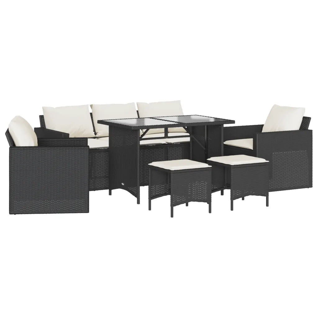 Set Divano da Giardino 6 pz con Cuscini Nero in Polyrattan 3213548