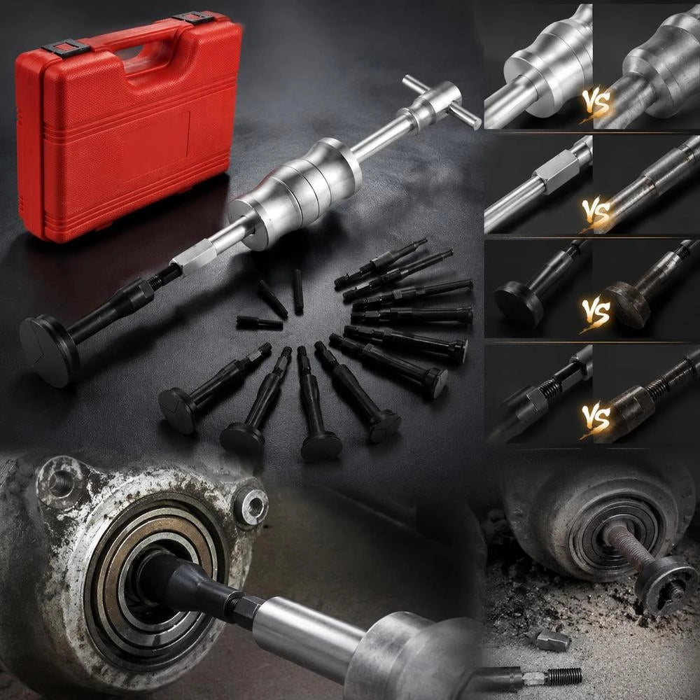 Blind Hole Bearing Puller Set 16 In 1 Bottom Bracket Race And Seal Puller Set, Slide Hammer Pilot Insert, Bottom Bracket Puller Set With 10 Split Collets And Counter Support