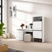 Scarpiera, 187x35x145cm, Camera da letto, Cassettiera, Tavolo da toeletta, Bianco RF3510