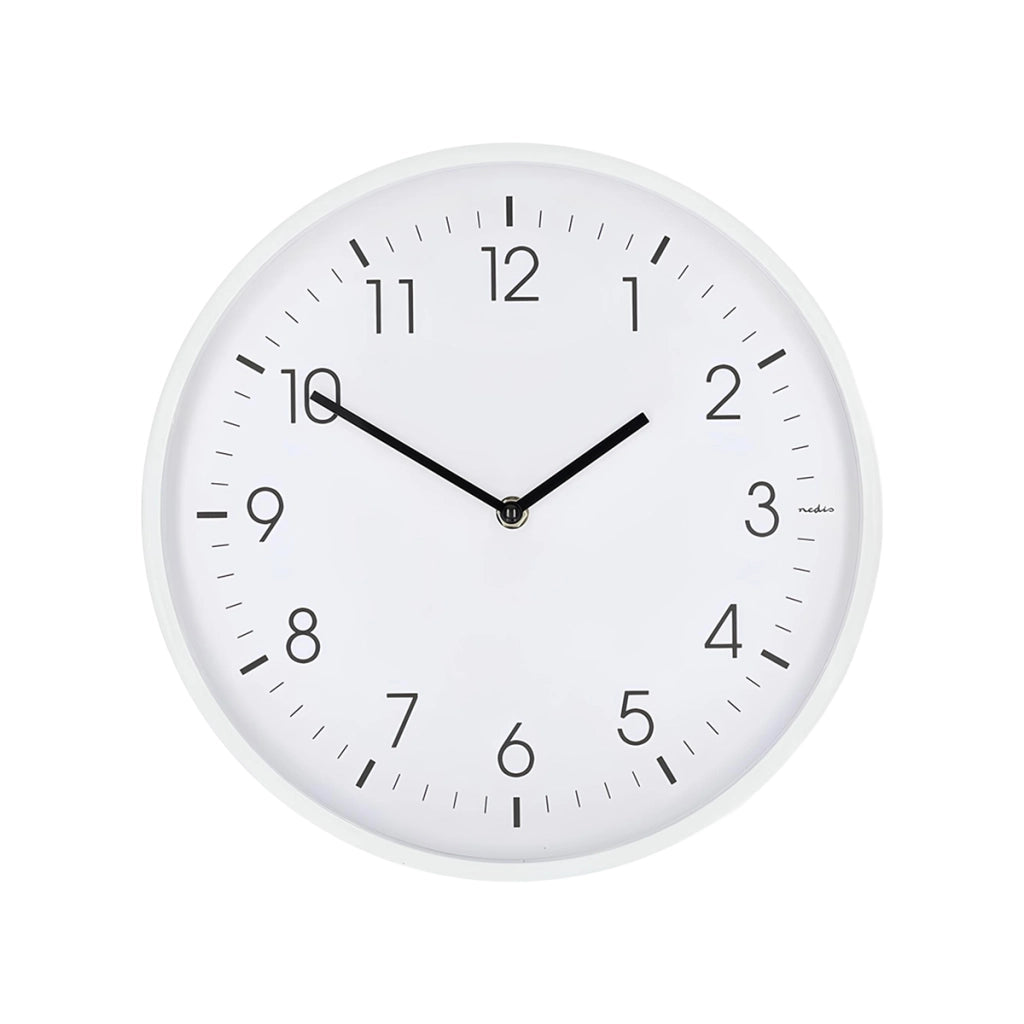 Orologio da Parete 30 cm Movimento Silenzioso Cornice Leggera Bianco Nedis