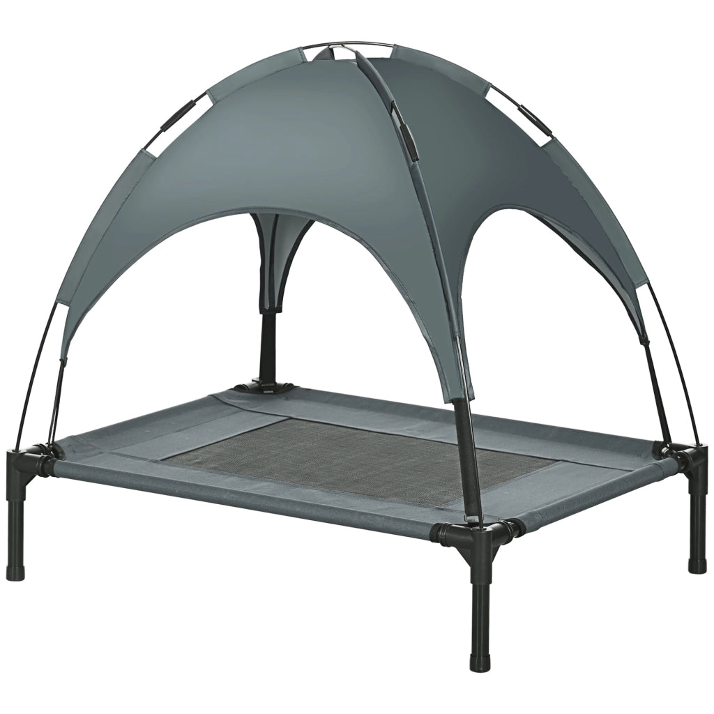 Letto per Cani Portatile con Tenda ¨C zephmum ¨C Grigio 76x61x73 cm
