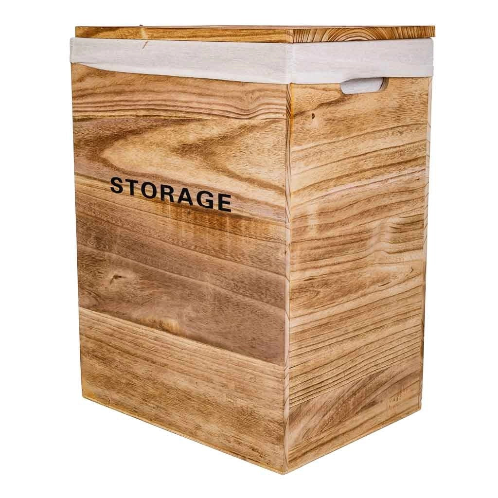 Set di 2 cesti per la biancheria in legno 40x30x54-34x26x47