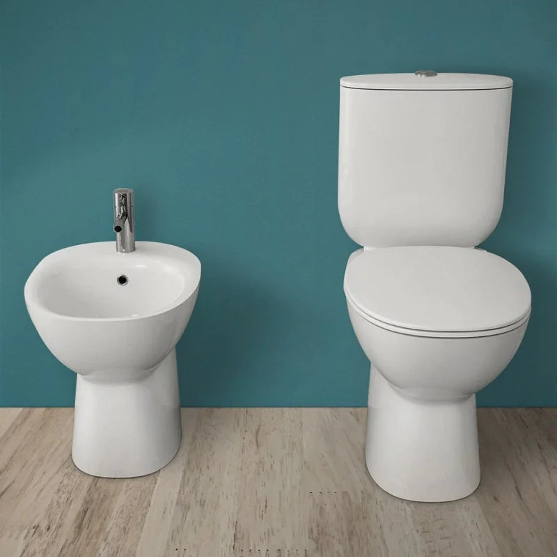 Sanitari tradizionali monoblocco Rimless Morning con scarico a terra