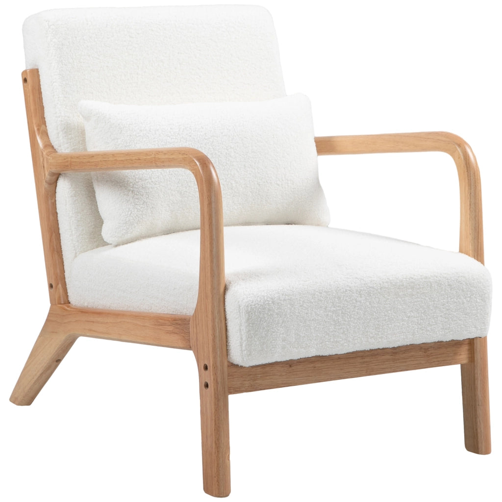 Poltrona Relax ¨C Minimal ¨C Tessuto Velluto Crema, Struttura Legno