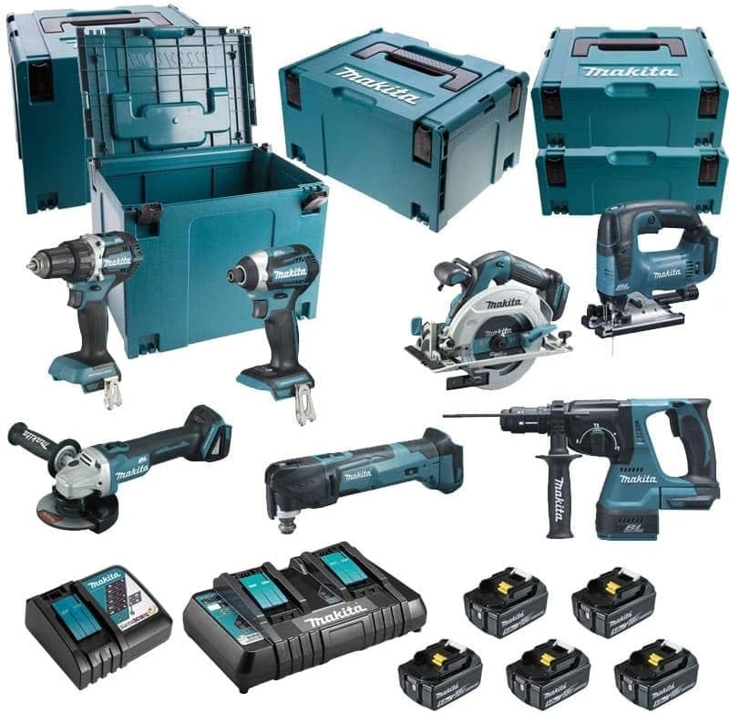 SET DI 7 MACCHINE MAKITA (DDF484 + DTD154 + DGA506 + DHS680 + DHR243 + DTM51 + DJV182) - DLX7014PTJ