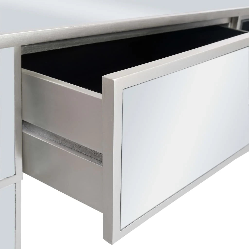 Toeletta tavolo da trucco di design mobili per camera da letto specchio 80 x 38 x 76 cm con sgabello MDF e vetro 02_0006380