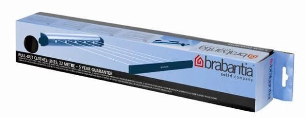 Brabantia 385766 Pull-Out Drying Lines Set Stendibiancheria Estraibile 22 metri Sistema di Bloccaggio Automatico colore Acciaio inox